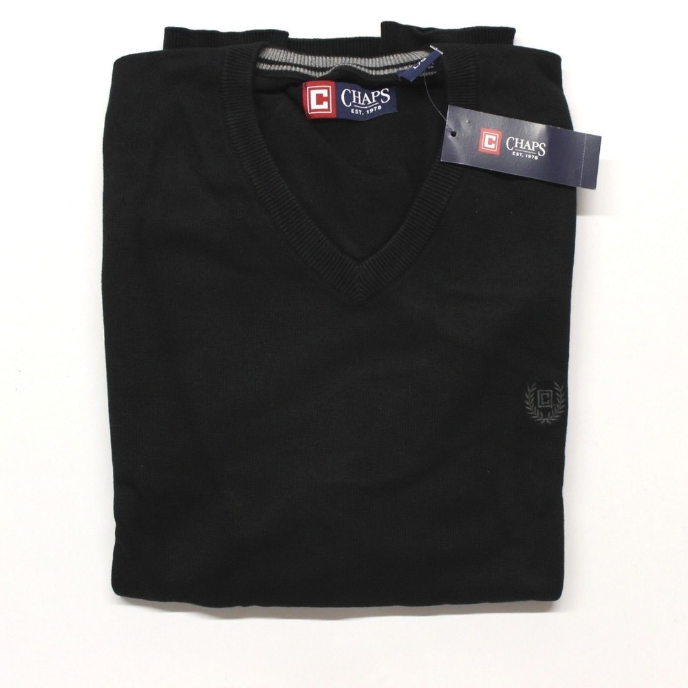 Chaps Big Sky V-Neck Sweater (63435) Black - XL - Picture 4 of 5